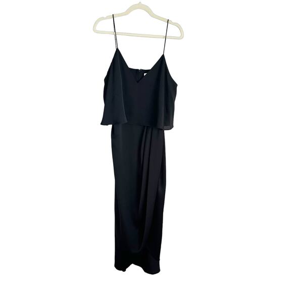 Shona Joy Luxe Cocktail Frill Dress 12 Black NEW - Picture 2 of 10